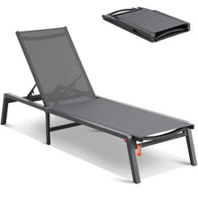 Outdoor Chaise Lounge Chair Aluminum 5 Adjustable Positions – (Dark Grey)