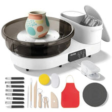 Pottery Wheel 14" & 11" Turntables 450W Electric Wheel with Foot Pedal 30-300 RPM Aluminum Body White