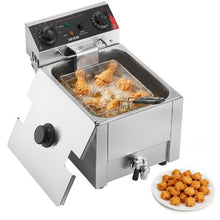 Commercial Electric Deep Fryer 1750W 9.51Qt Stainless Steel Fryer with Basket Lid & Temp Control (Silver)
