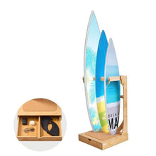 3-Tier Wooden Surfboard Stand Freestanding Rack with Hooks & Cork Padding for Storage and Display