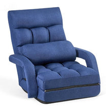 5-Position Adjustable Folding Floor Chair with Armrests & Back Support (Dark Blue)