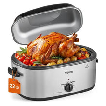 22QT Electric Roaster Oven 1450W Metal Self-Basting Lid Defrost & Warm Functions Removable Pan & Rack