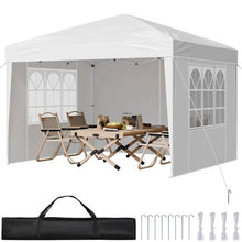 10x10 Ft Pop-Up Canopy Tent Portable Gazebo with 3 Sidewalls & Ventilated Windows Adjustable Height for Outdoor Events & Patio