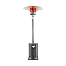 50,000 BTU Propane Patio Heater Hammered Metal with Round Table & Wheels (Silver Gray)
