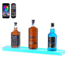 LED Lighted Liquor Bottle Display, 1-Tier 24" Wall-Mounted Whiskey Rack – Acrylic Illuminated Bar Shelf with RF Remote & App Control