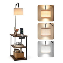 3-Tier Floor Lamp Table with Shelves & Charging