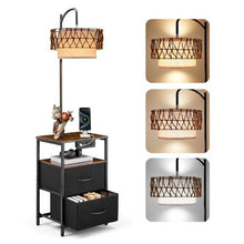 Floor Lamp End Table with Drawers & Charging