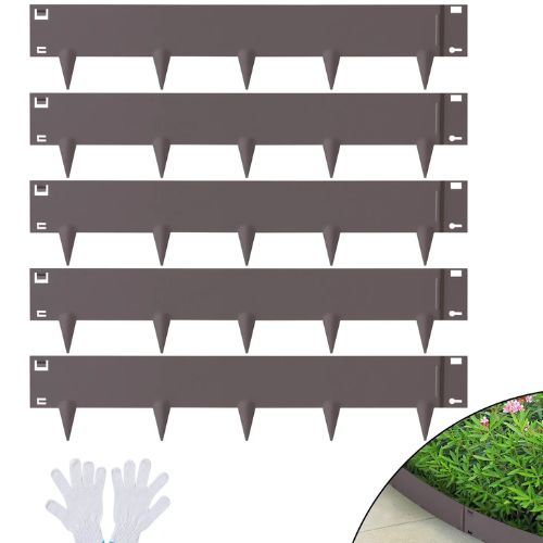 4 Inch x 16.25' Ft Steel Garden Edging Borders Hammer-in Edging Border Bendable Metal Landscape Edging for Yard (Pack of 5)