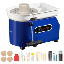 Pottery Wheel 450W 11" Clay Forming Machine 60-300 RPM Pedal Control Detachable Basin (Blue)