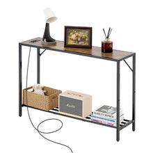 41.7" Narrow Sofa Table with Charging Station Metal Frame
