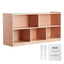 5-Compartment Cubby Mobile Tray Storage Cabinet 2-Shelf Classroom Cubbies (Natural)