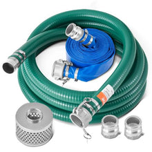Suction Hose Kit for Water Pump - 2" x 50 ft Blue Backwash Hose 20 ft Green Suction Hose Steel Strainer Camlocks & Clamps | Multi-Purpose Use