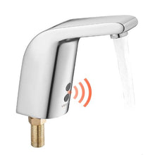 9/16" Touchless Motion Sensor Bathroom Faucet Cold-Water Single-Hole Tap Battery-Operated Chrome Plated Silver