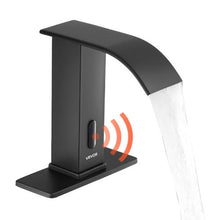 9/16 In Touchless Bathroom Sink Faucet Automatic Motion Sensor Waterfall Tap Matte Black