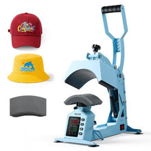 Hat Heat Press 2 Interchangeable Platens with Cap Stretcher Temperature & Time Control HTV & Sublimation (Light Blue)