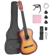 38 Inch Classical Guitar Starter Kit with Gig Bag Tuner Capo & Accessories Sunburst