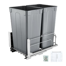 50 QT x2 Pull-Out Trash Bin Heavy Duty Kitchen Waste & Recycling with Soft Close Slide (Grey)