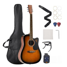 41 Inch Cutaway Acoustic Guitar Bundle with Gig Bag Tuner Capo & Accessories Sunburst
