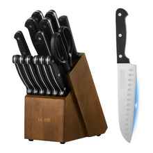 15-Piece German High Carbon Stainless Steel Knife Set with Sharpener & Wooden Block