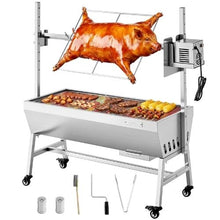 Charcoal Rotisserie Grill 38W Pig & Lamb Spit Roaster 132 LB Capacity 7-Level Height Stainless Steel