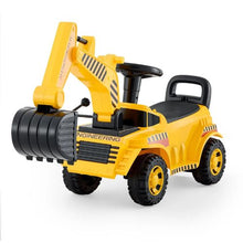 Ride-On Excavator Push Car for Toddlers, 19–36 Months, Helmet & Music, 55 lbs Capacity