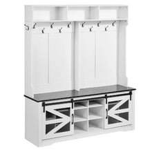 59" Hall Tree Entryway Bench with LED Coat Rack Shoe Storage, Adjustable Shelves & 12 Hooks for Mudroom Entryway & Hallway