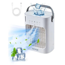 Portable Evaporative Air Cooler 4-in-1 Mini Air Conditione 3-Speed 700ml Water Tank 7H Timer 7-Color Light Desk AC Fan