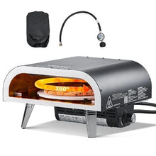Outdoor Pizza Oven 12" Propane Gas Pizza Maker with Electric Rotation Pizza Stone & Carry Bag (Black)