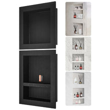 16 x 16 & 16 x 20 Inch Recessed Shower Niche Triple Shelf Waterproof Ready for Tile (Black)