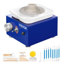 Mini Pottery Wheel 2.6"/3.9" Turntables 0-300 RPM 30W Electric Wheel 17 Accessories (Blue)