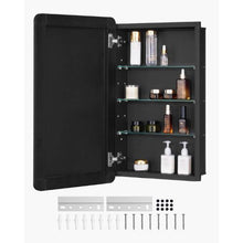 16.5x27.5 Inch Medicine Cabinet with Mirror Aluminum Frame 3-Layer Adjustable Shelves Recessed & Wall-Mounted for Bathroom