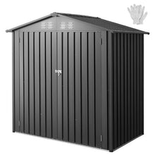 6 x 4 FT Metal Garden Shed Outdoor Storage Shed Lockable Doors 4 Louver Vents Peak Roof (Gray)