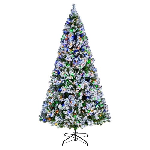 Artificial Snow Flocked Xmas Christmas Tree with 470 Colorful LED Lights (7.2FT)