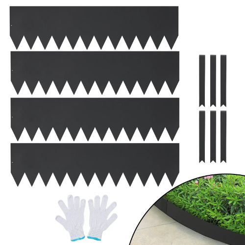 12 Inch x 13' Ft Hammer-in Edging Border with 6 Clips Steel Garden Edging Borders Bendable Metal Landscape Edging JC12*40in 4pcs (Pack of 4)