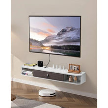 47 In Floating TV Stand Wall Mount Entertainment Center with Cable Hole Modern TV Shelf with Storage Cabinet - (White)