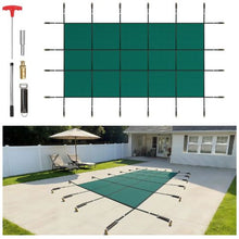 14x26 ft Inground Pool Safety Cover Mesh Winter Cover with Hardware (Green)