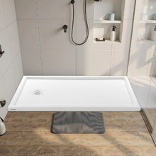 60 x 36 Inch Shower Pan Single Threshold Shower Base with Left Drain (White)