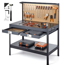 47.2-Inch Hardwood Workbench 242.5 LBS Capacity Pegboard 4 AC Outlets 2 USB Ports & Drawer