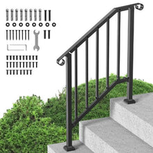 2-3 Steps Black Porch Deck Handrails for Outdoor for Seniors