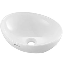 16" Oval Vessel Sink White Ceramic Above Counter Bathroom Basin