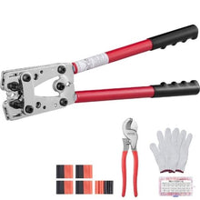 Battery Cable Lug Crimping Tool 10-1/0 AWG Cable Cutter 6 Dies 48 Copper Terminals