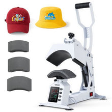 Hat Heat Press 4 Interchangeable Platens Cap Stretcher Temperature & Time Control HTV & Sublimation (White)