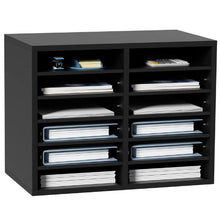 12 Compartments Wood Literature Organizer with Removable Shelves Mailboxes Slot for Office Home Classroom