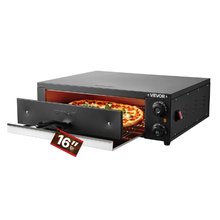 16-Inch Electric Pizza Oven 1750W Countertop Pizza Maker Dual Heat 77–572°F Timer & Temp Control