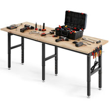 96 x 24-Inch Adjustable Workbench 5000 LBS Oak Top 4 AC Outlets & 2 USB Ports Heavy-Duty Worktable