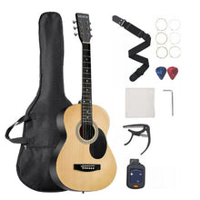 36 Inch Dreadnought Acoustic Guitar Bundle with Gig Bag Tuner Capo & Accessories (Natural)