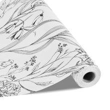 Peel and Stick Wallpaper White Botanical Floral 17.7 x 393.7 In Waterproof