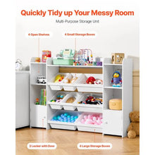 Kids Cubby Storage Cabinet with Bookshelf (White)