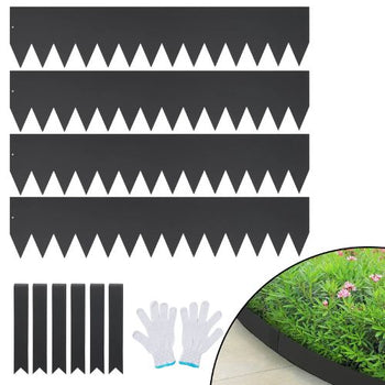 6 Inch x 13.3' Ft Hammer-in Edging Border with 6 Clips Steel Garden Edging Borders Steel Landscape Edging JC40*6in (Pack of 4)