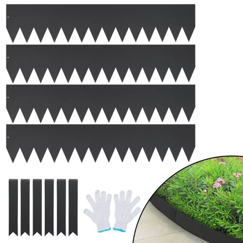6 Inch x 13.3' Ft Hammer-in Edging Border with 6 Clips Steel Garden Edging Borders Steel Landscape Edging JC40*6in (Pack of 4)